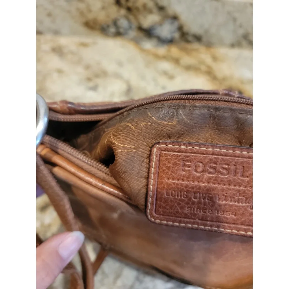 Fossil Hanover Messenger Bag ZB2869 Leather Vintage crossbody tote purse brown